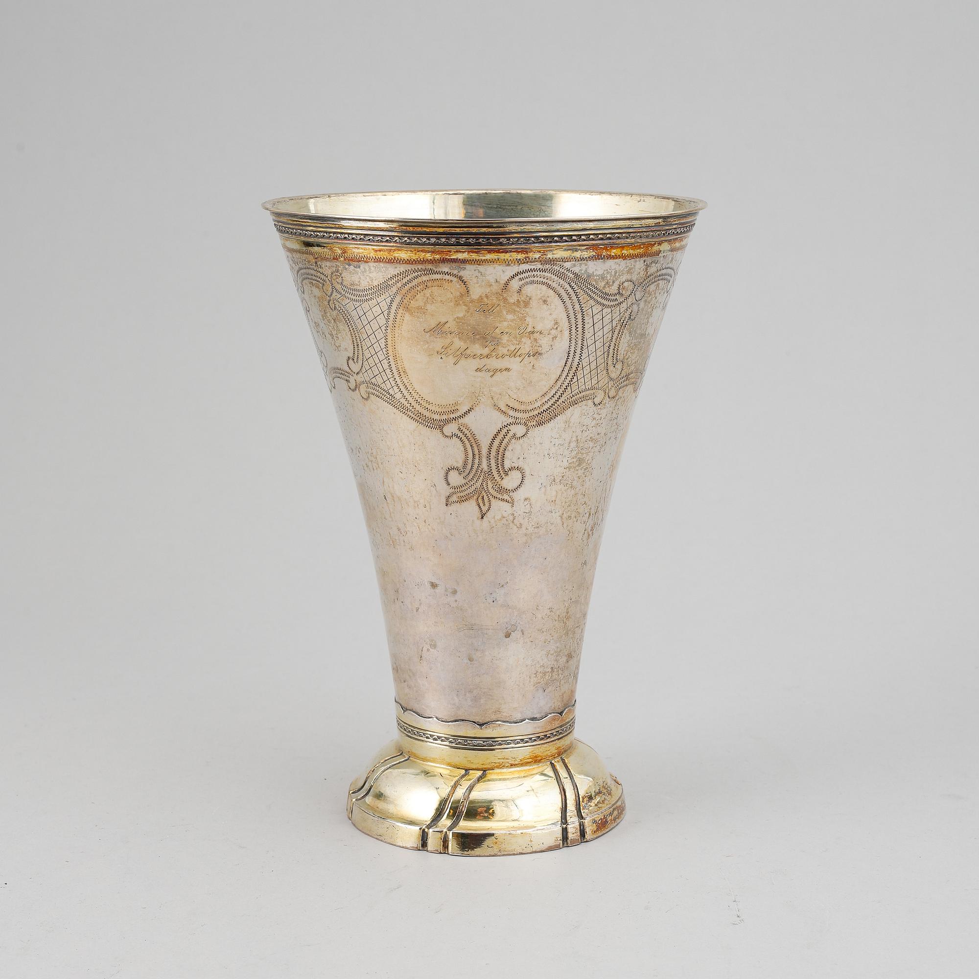 A swedish parcel-gilt silver beaker, mark of Stephan Westerstråhle, Stockholm (1789-1812).