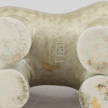 Lisa Larson, figurin, stengods, "Flodhäst med fåglar", Gustavsberg 1966-1970.