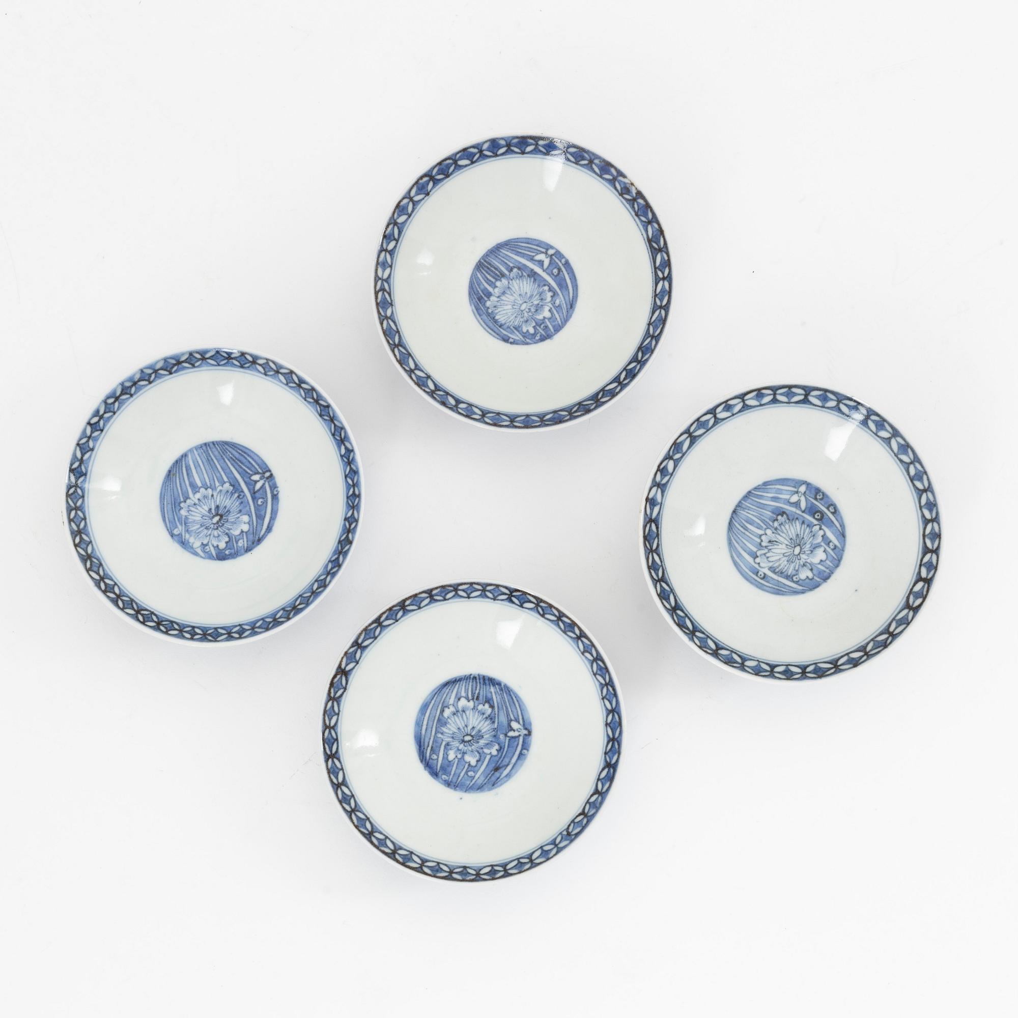 A set of four Japanese blue and white covers, Edo (1603-1868).