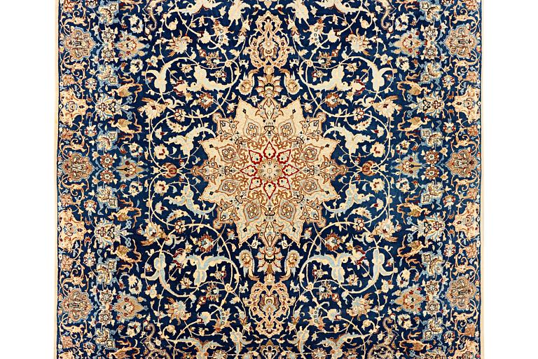 A part silk Nain carpet, 6 LA, c. 250 x 152 cm.