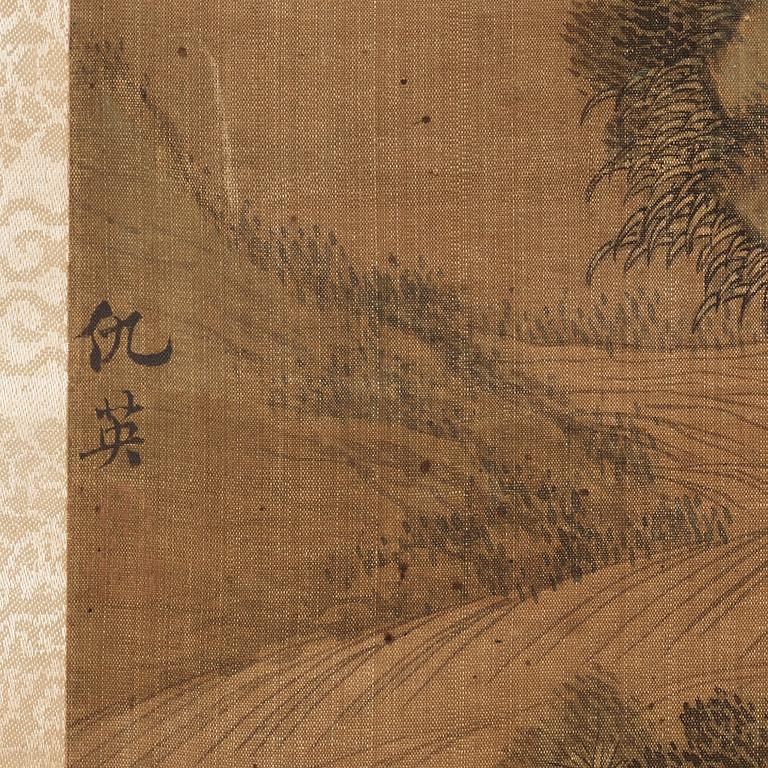 A Chinese scroll painting, signed of Qiu Ying (1494-1551), but most likely later.