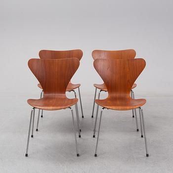Arne Jacobsen, stolar, 4 st, "Sjuan", Fritz Hansen, Danmark.