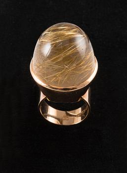 A RING, gold 14K with rutilequartz, Kaunis Koru 1975.