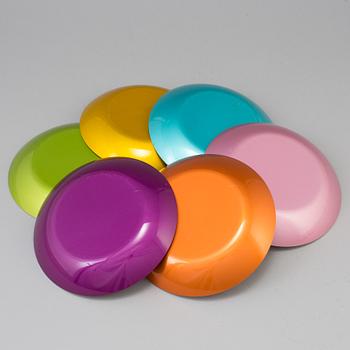 A set of six 1960´s enamel bowls probably from Emalox Norway.