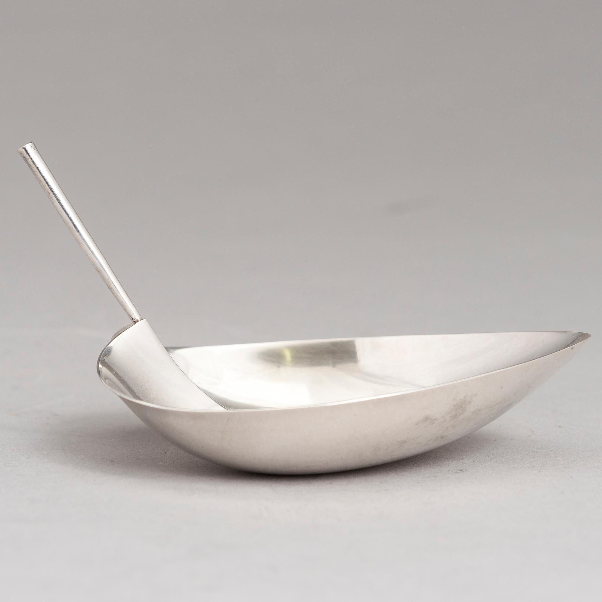 TAPIO WIRKKALA, A leaf shaped silver bowl, marked TW, Hämeenlinna, Finland 1958.