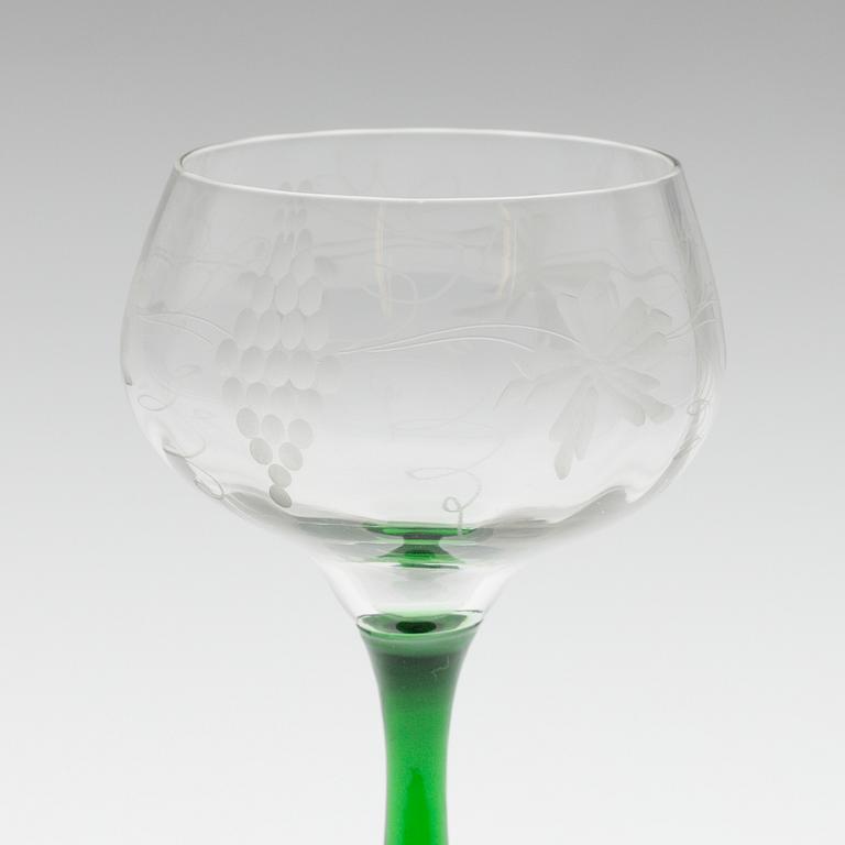 VINGLAS, glas, 8 st, Boda. 1900-tal.