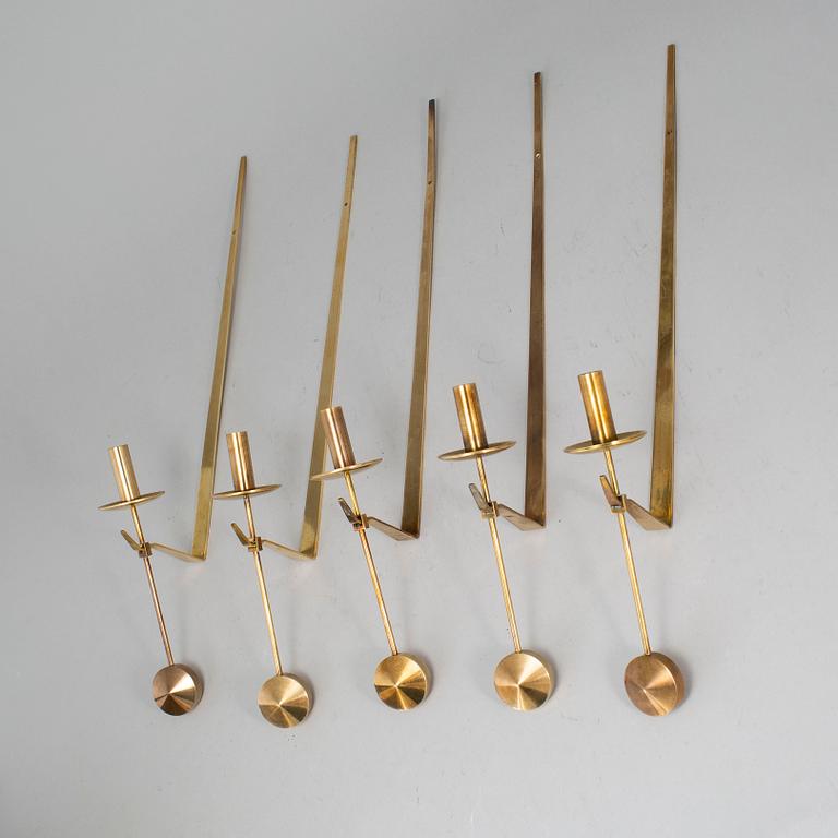 PIERRE FORSSELL, Four brass wall lights, Skultuna.