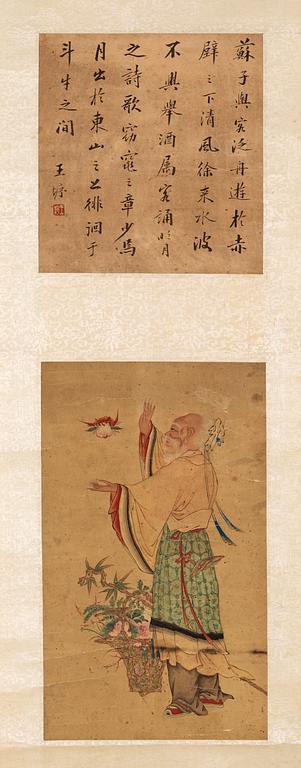 A hanging scroll depicting Shoulao, Qing dynasty, 19th Century.