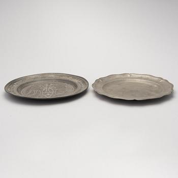 Two 18th Century pewter plates from Belgium.