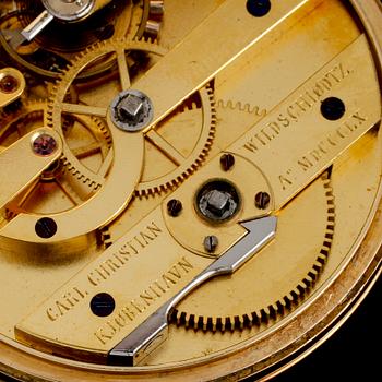 FICKUR, 18k guld, Carl Christian Wildschilödtz, Köpenhamn, 1860. Vikt 106 g.