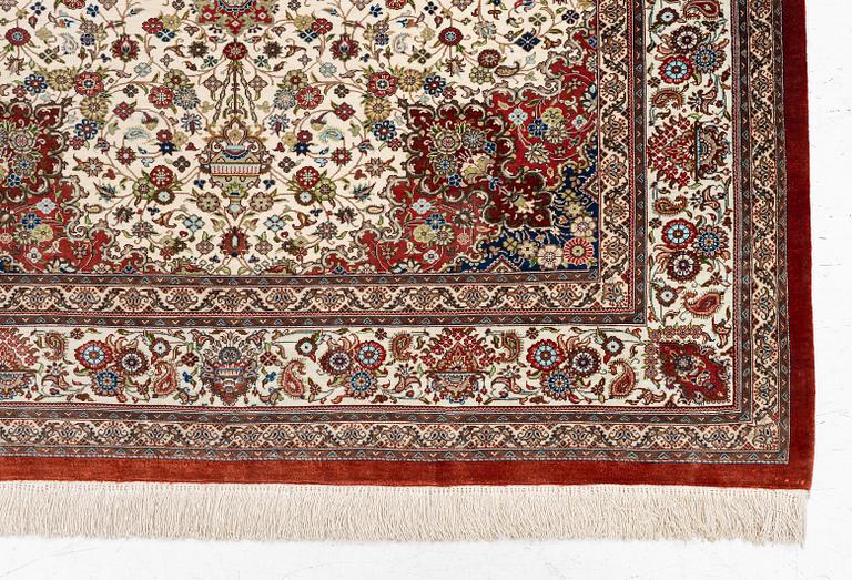 A silk Qum, Central Persia, signed Jashmedi c. 141 x 103 cm.
