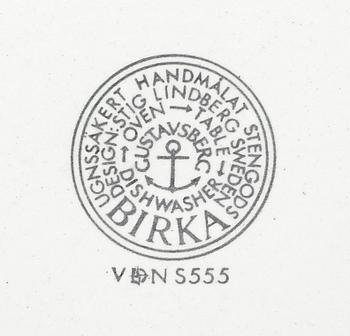 MATSERVIS, ca 36 delar, stengods, "Birka", Stig Lindberg, Gustavsberg.
