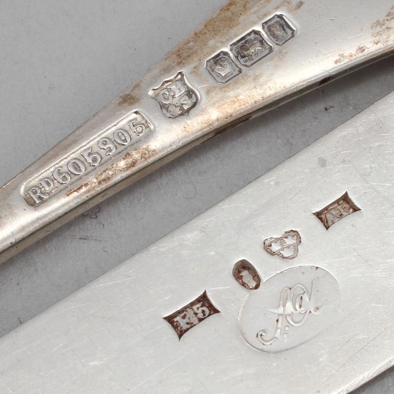 PARTI SILVER, 14 delar, 1800/1900-tal. Vikt 530 g (exklusive glasinsatser).