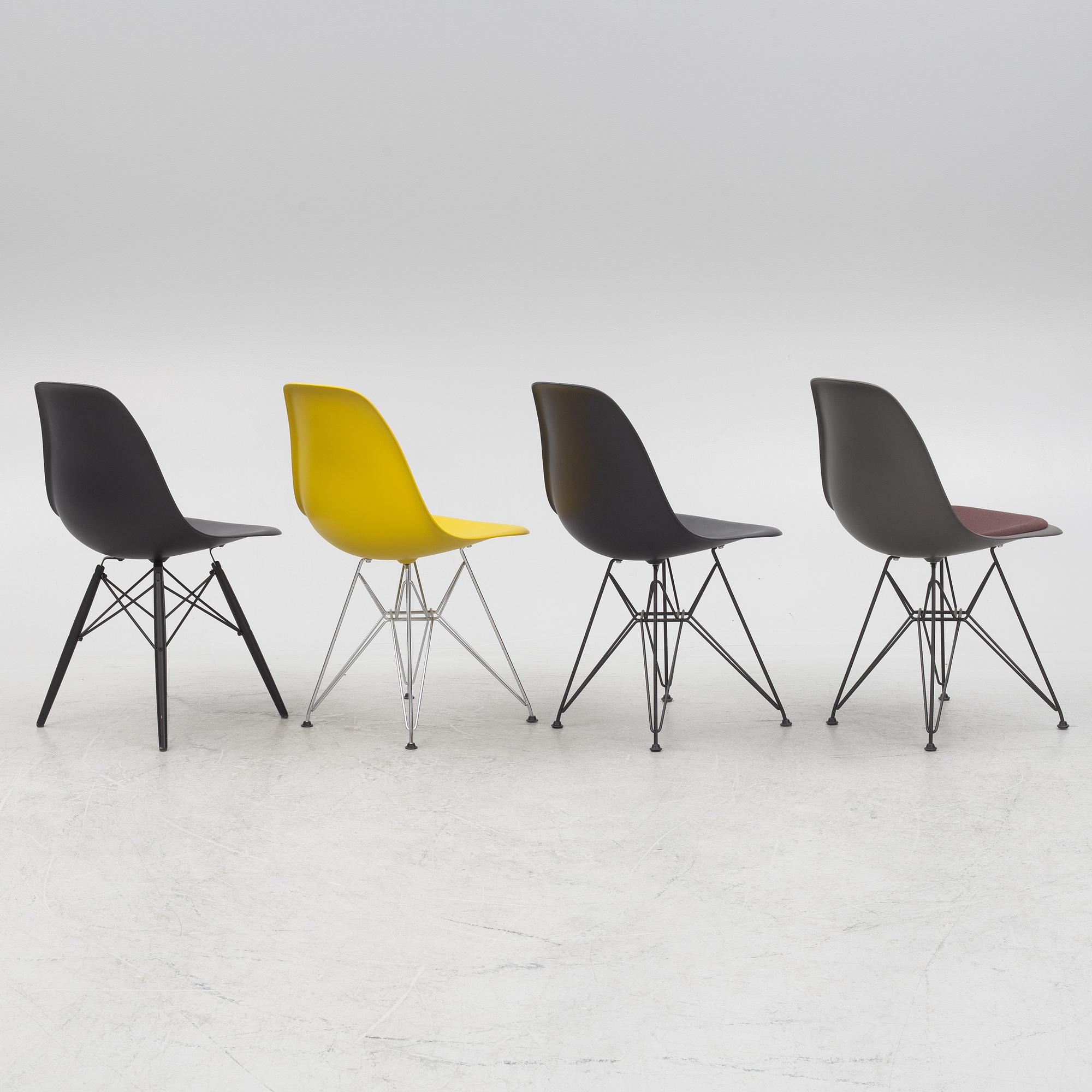 Charles & Ray Eames, a set of four 'Plastic Chairs', Vitra 2012-2013.