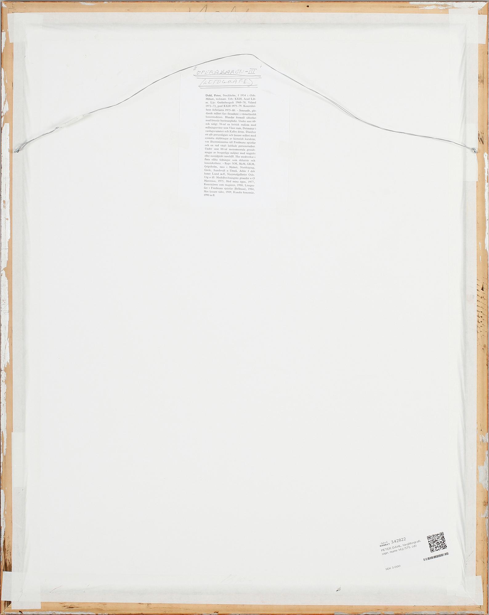 PETER DAHL, färglitografi, sign, numr 142/375.