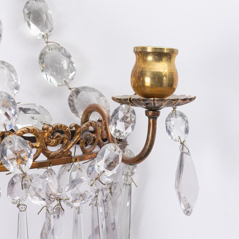 Vägglystrar, ett par. Gustaviansk stil, 1900-tal.