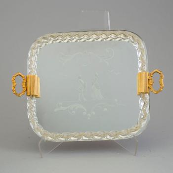 BRICKA, glas, troligen Murano, venedig, Italien, 1900-talets andra hälft.