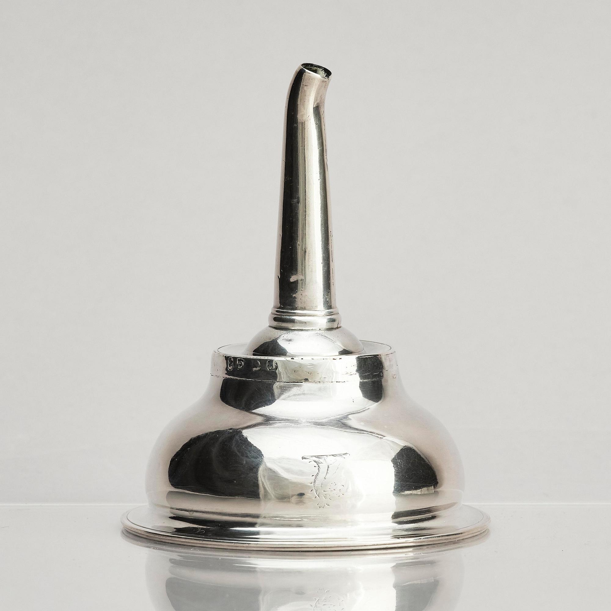 An English silver wine funnel, no makers mark, London 1802.