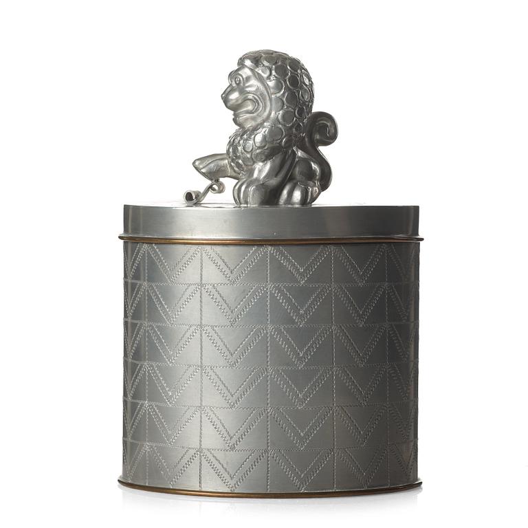 Anna Petrus, & Estrid Ericson, a pewter cigar box with cover by Svenskt Tenn, Stockholm 1928.