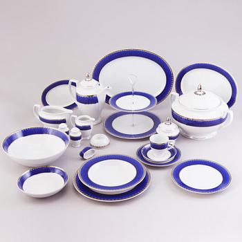 SIGVARD BERNADOTTE, A 91-pcs 'Christineholm' /'Marianne Royal Blue' dinnerware and coffee set.