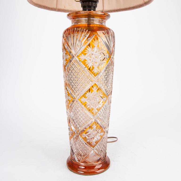 A possibly Bohemian cut glass table lamp first half of the 20th century.