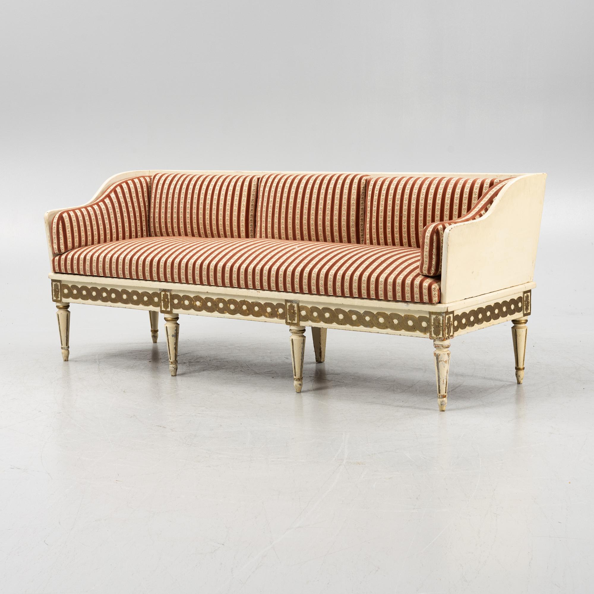 Trågsoffa, sengustaviansk stil, 1800-talets andra hälft.