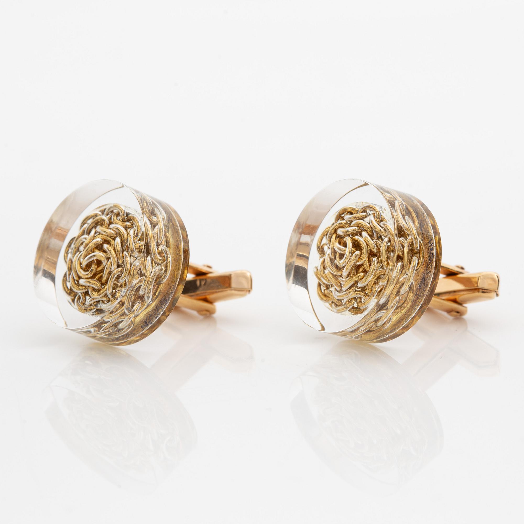 Siv Lagerström, three rings and cufflinks, acrylic plastic, 1970s.