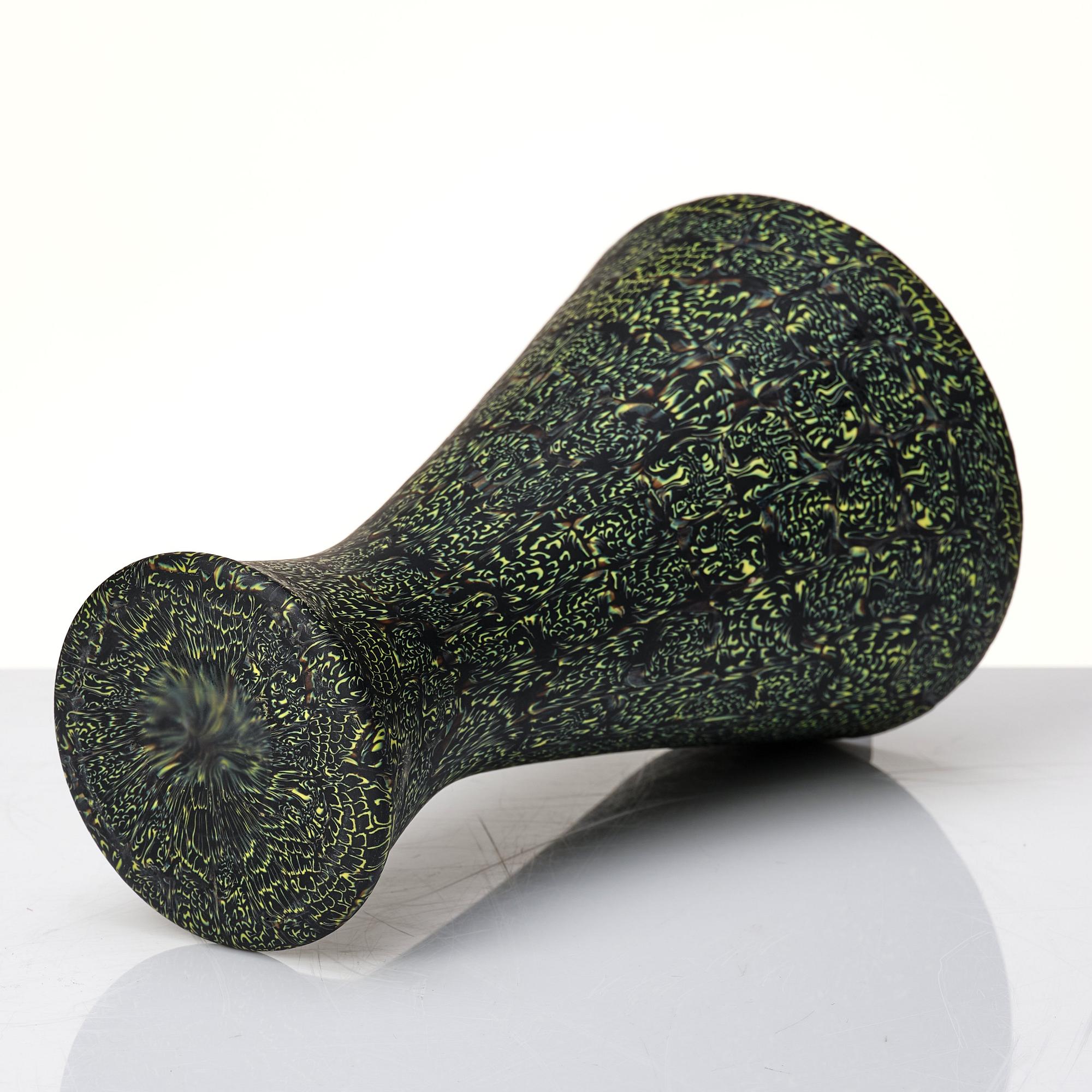 Paolo Venini, a black and yellow 'Mezzaluna Murrine' vase, Venini Italy 1950s.