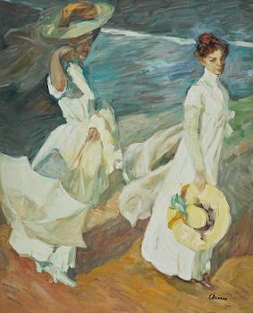 Joaquín Sorolla, kopia efter, copy after, "Stroll by the Seaside".