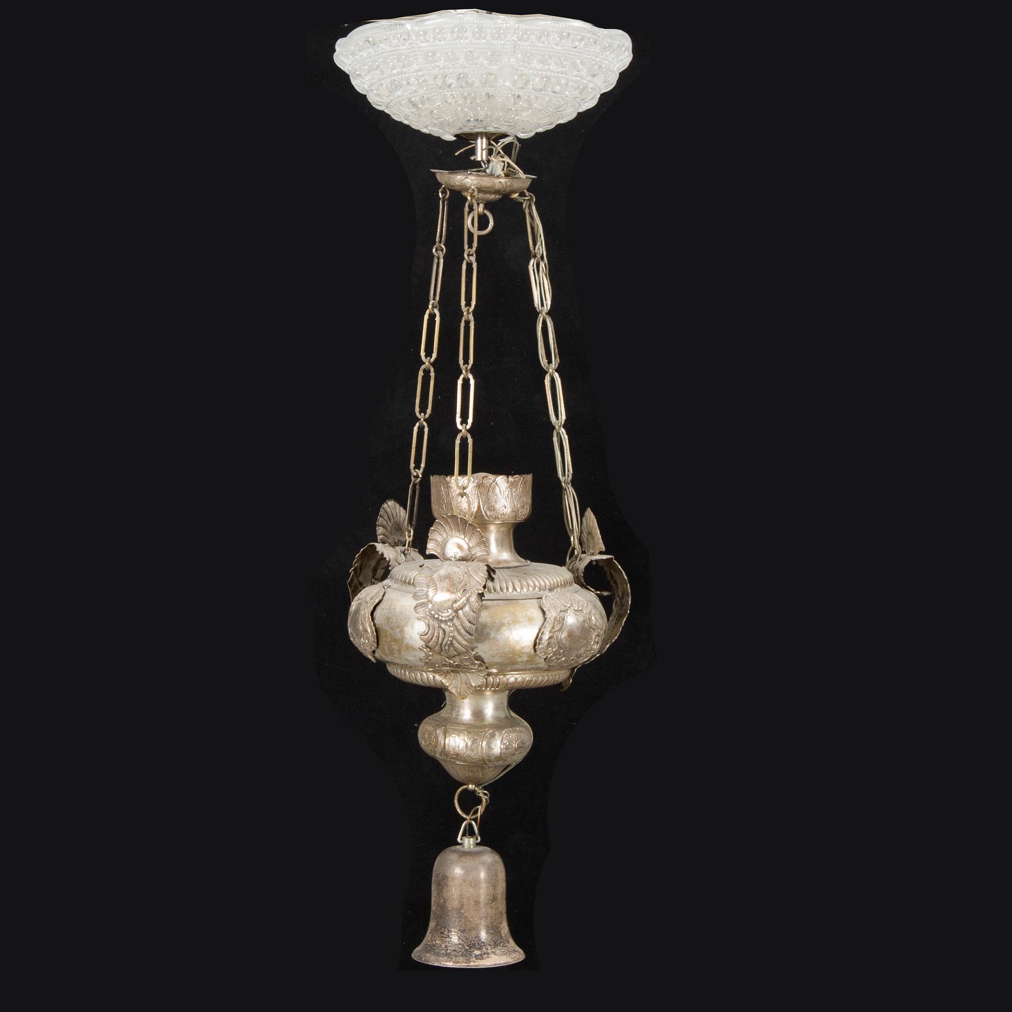 TAKLAMPA, försilvrad, rysk ortodox, 1800-tal.
