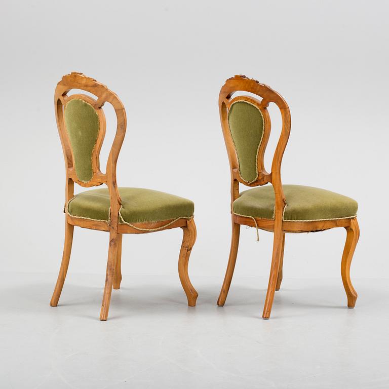 A set of seven late 1800s chairs.