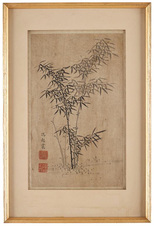 Four paintings, water colours and ink on silk, after Feng Qizhen (1553-1644), presumably Qing dynasty (1644-1912).