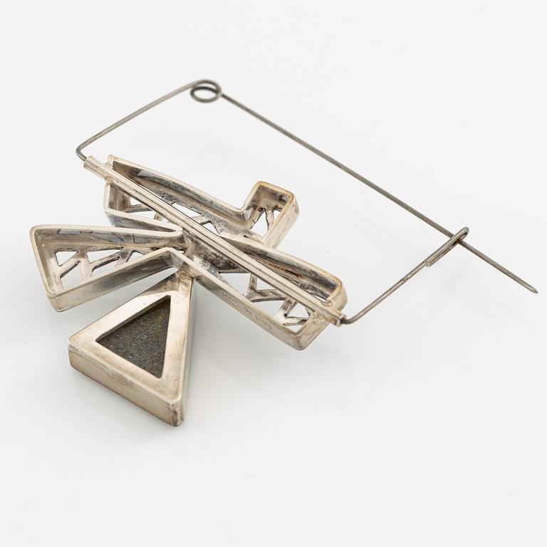 Jan-Christer Lundqvist, brooch, sterling silver with spectrolite, Skövde.