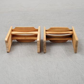 A pair of stools , 'Jonte', designed by Gilbert Marklund in 1969.