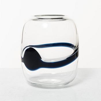 Timo Sarpaneva, a 'blues' glass vase, Finland, signed.