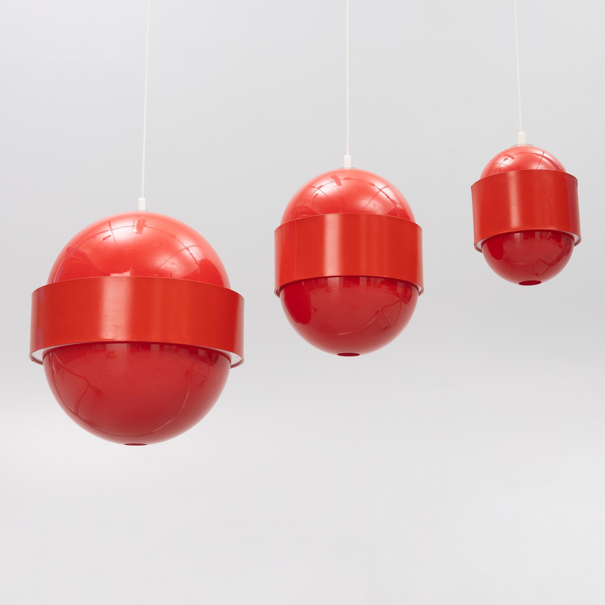 Uno & Östen Kristiansson, three ceiling lamps, 'Globo ring', Luxus, Vittsjö.