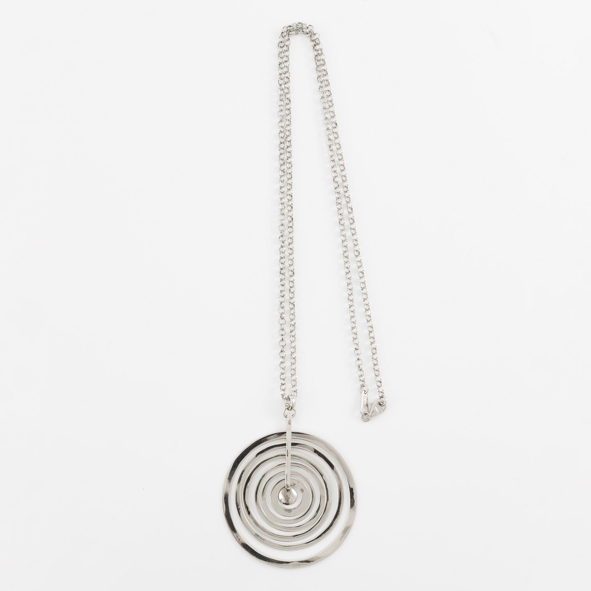 Tapio Wirkkala, pendant with chain "Silvermoon", sterling silver, for Kultakeskus.