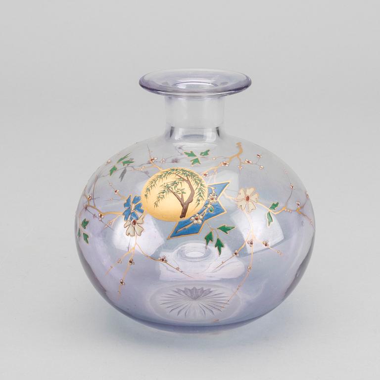 EUGENE ROUSSEAU, ascribed a handpainted glass vase for Baccarat around 1880.