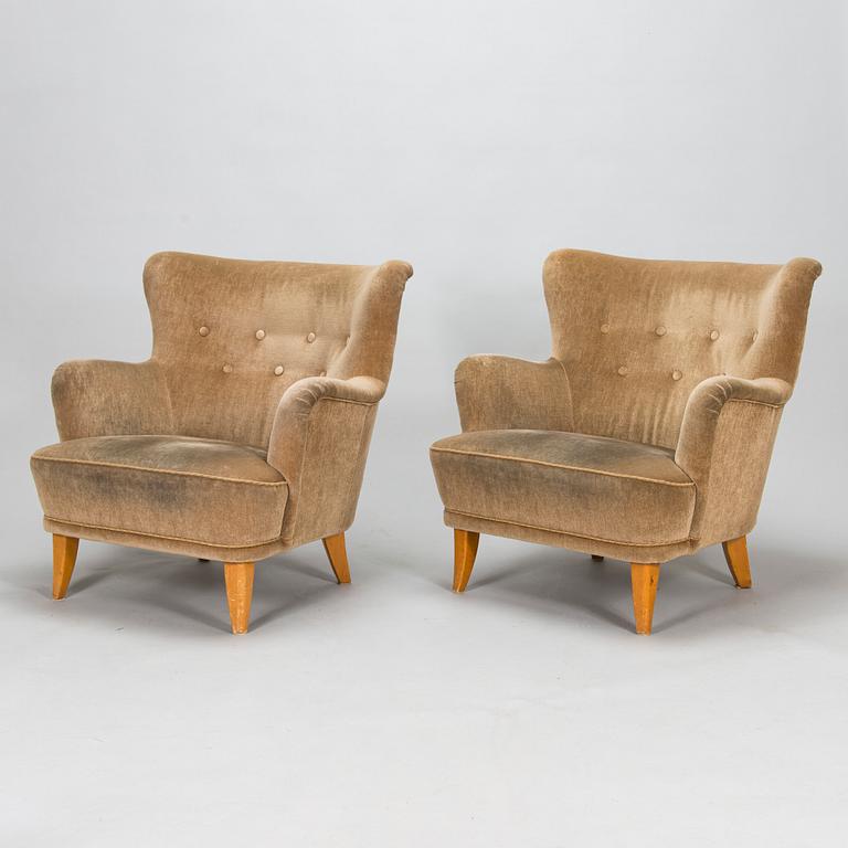 Ilmari Lappalainen, a pair of 1950's 'Laila' armchairs for Asko, Finland.