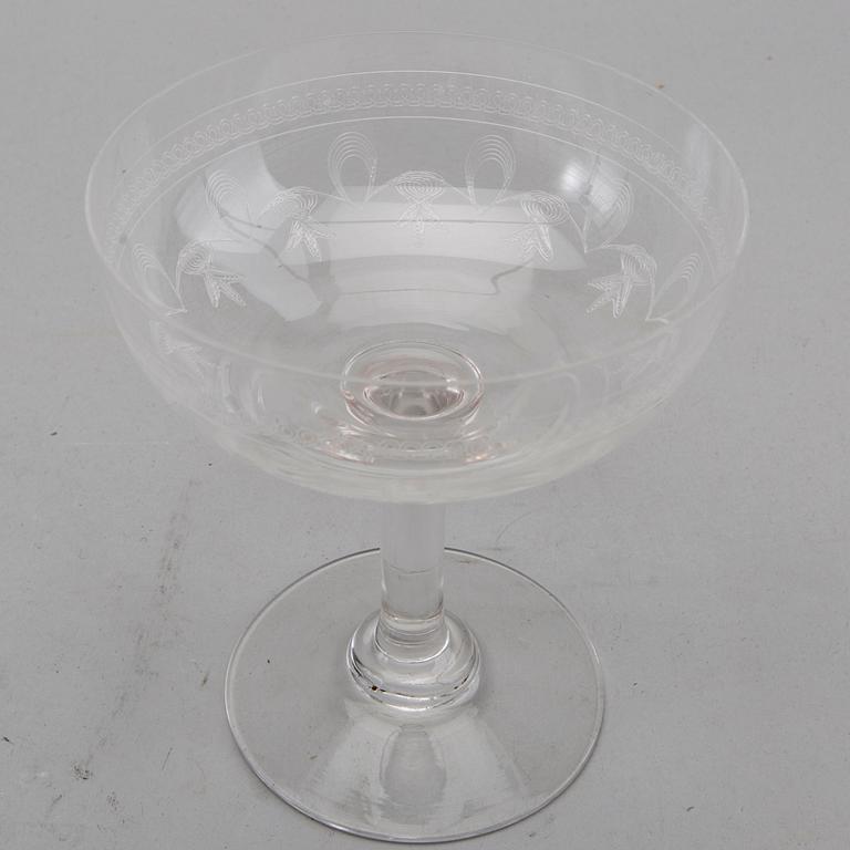 CHAMPAGNEKUPOR / CHAMPAGNEGLAS, 11 st, glas, 1900-talets första hälft.