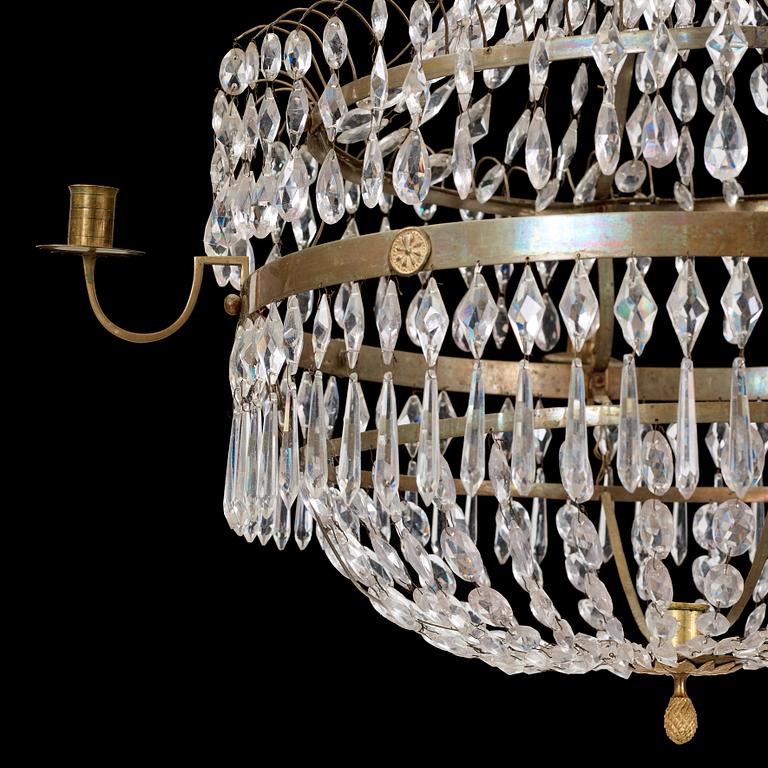 A late Gustavian early 19th century five-light chandelier.