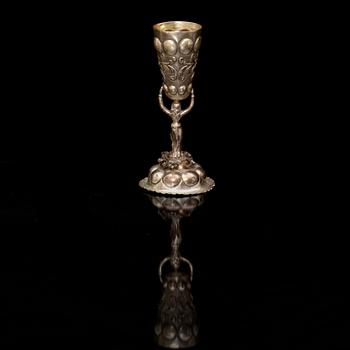 BRÖLLOPSBÄGARE, silver, 1800-tal. Vikt c:a 60 g.