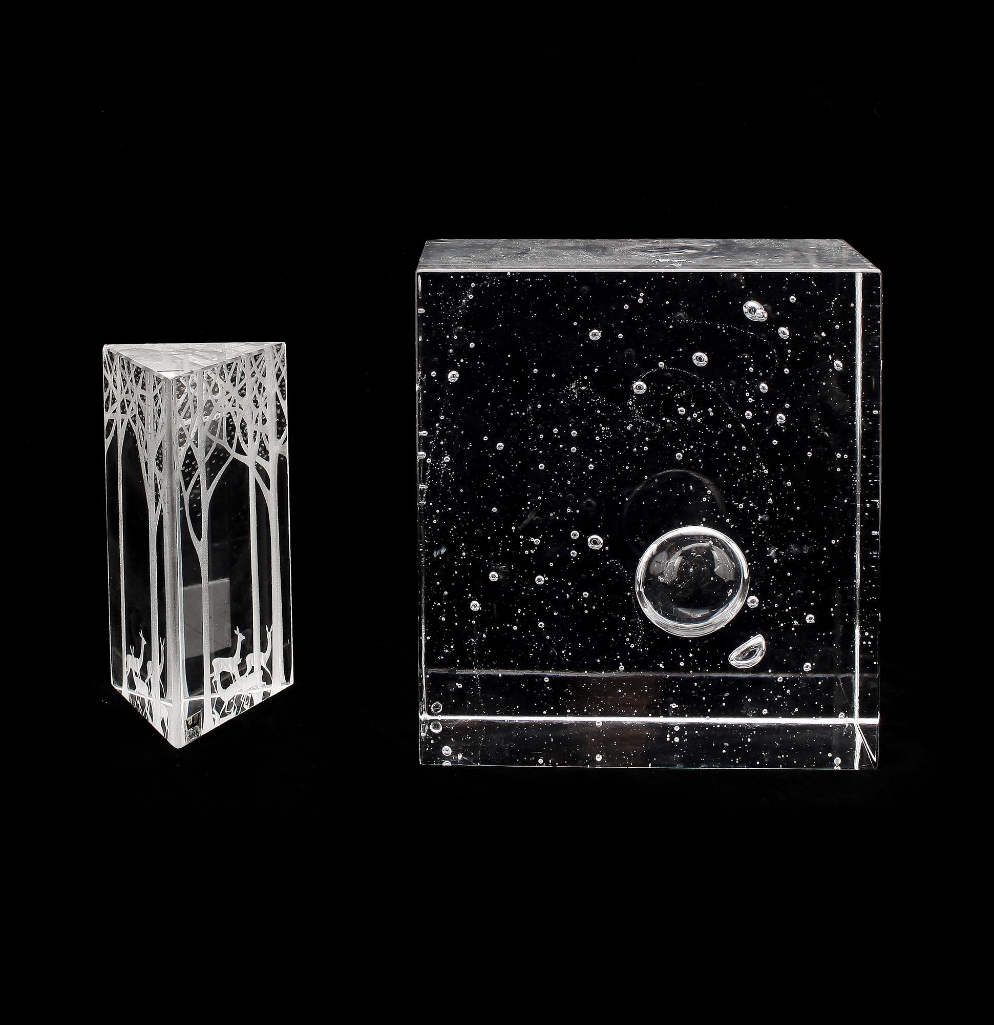 OBJEKT, 2 st. Glas, Orrefors, Sven Palmqvist resp Kosta.