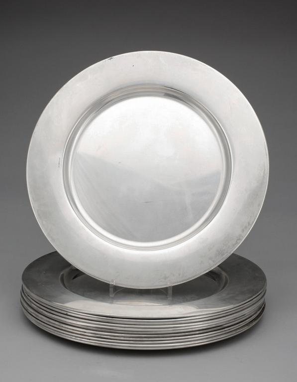 KUVERTTALLRIKAR, 12 st, silver, GAB Uppsala 1974. Tot vikt ca 4530 gram.