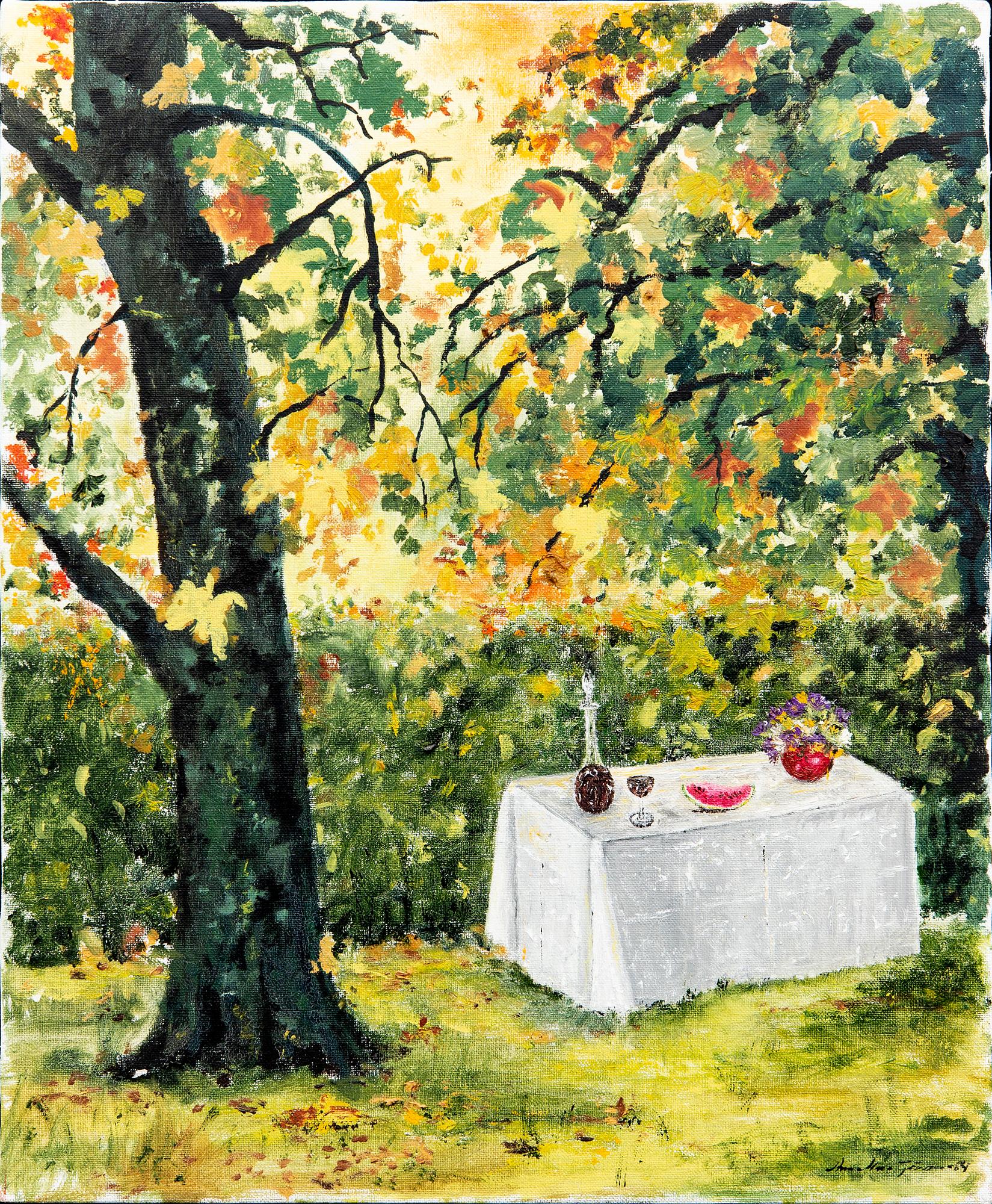 Ann-Marie Jönsson, oil on canvas, signed, dated -94, "My garden".