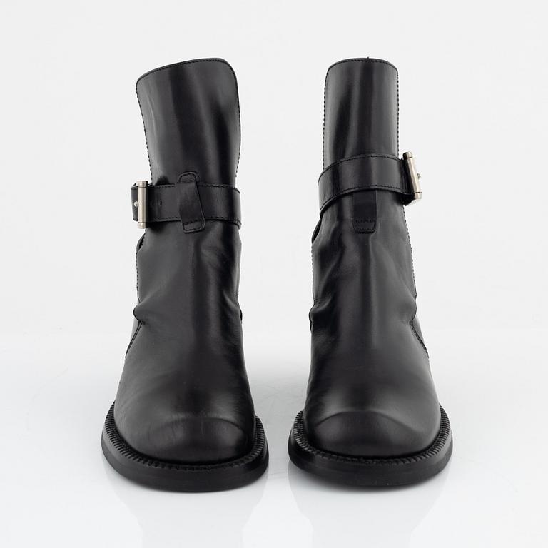 Prada, black leather chelsea boots, size 37 1/2.