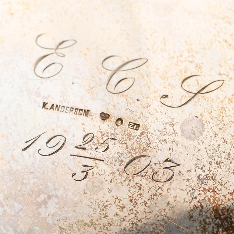 KAFFESERVIS, 3 delar, silver, K Anderson, Stockholm 1902. Vikt ca 1862 gram.