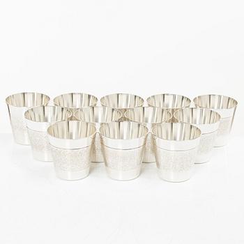 A set of twelve Swedish sterling silver cups, mark of Alton Guldvaru Ab, Falköping 1981.