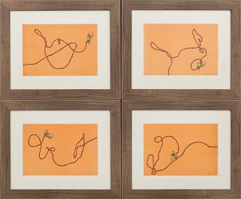 MICHAEL KVIUM, serie om 4 st färglitografier, signerade och daterade -95, numrerade 23/28.