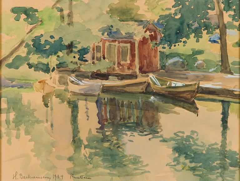 Hugo Backmansson, Cottage by the shore.